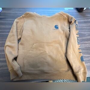 Carhartt Tan Hoodie Blue Logo